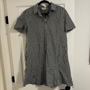 LOFT Black and White Striped Dress